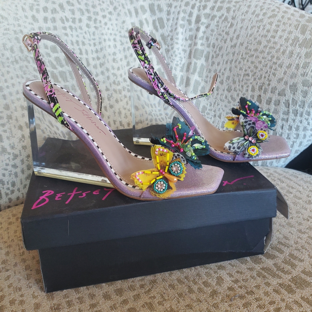 Betsey Johnson Purple Butterfly Embellished Women's Heels
